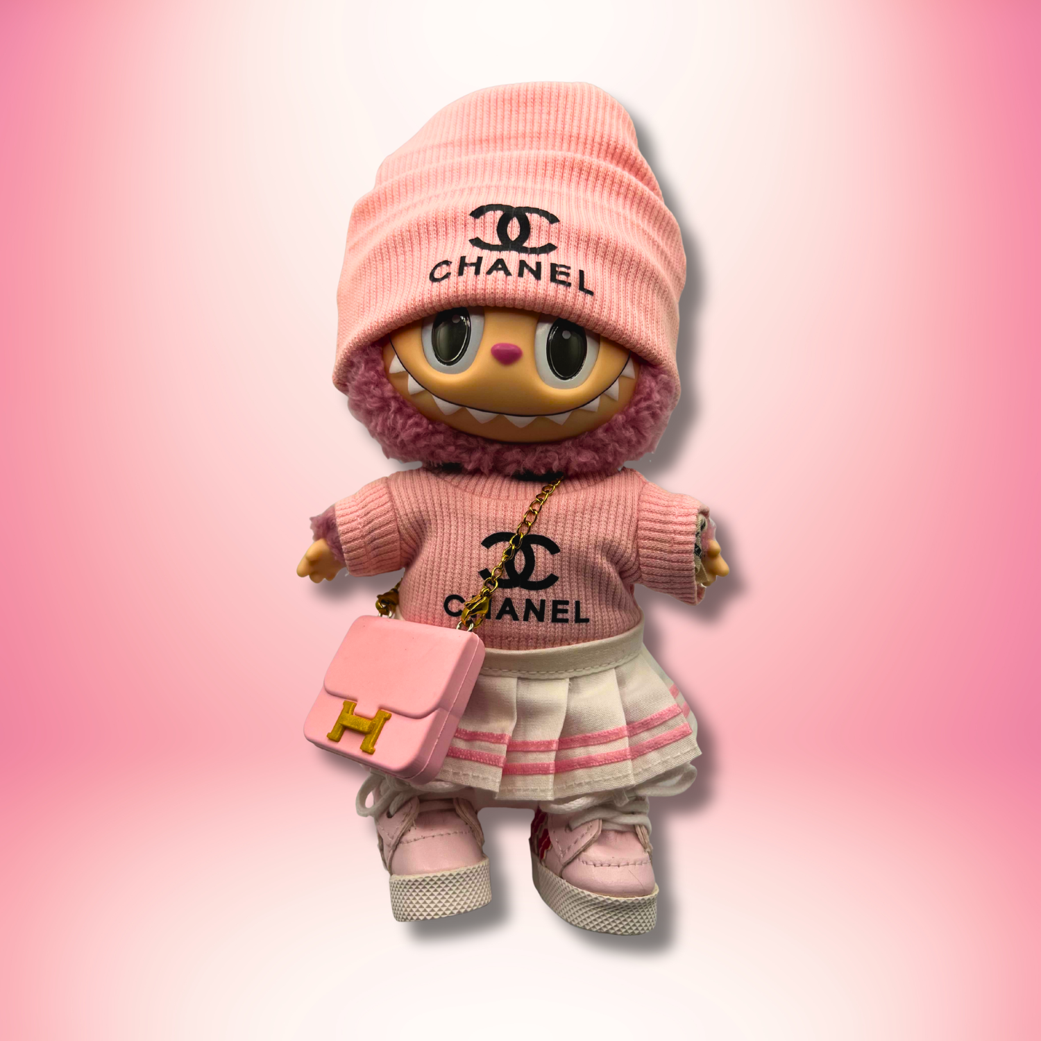 Chanel Paris Pink Layered Labubu Set